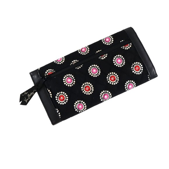 Vera Bradley Quilted Trifold Wallet Womens O/S Black Functional Purse Travel - Picture 2 of 7